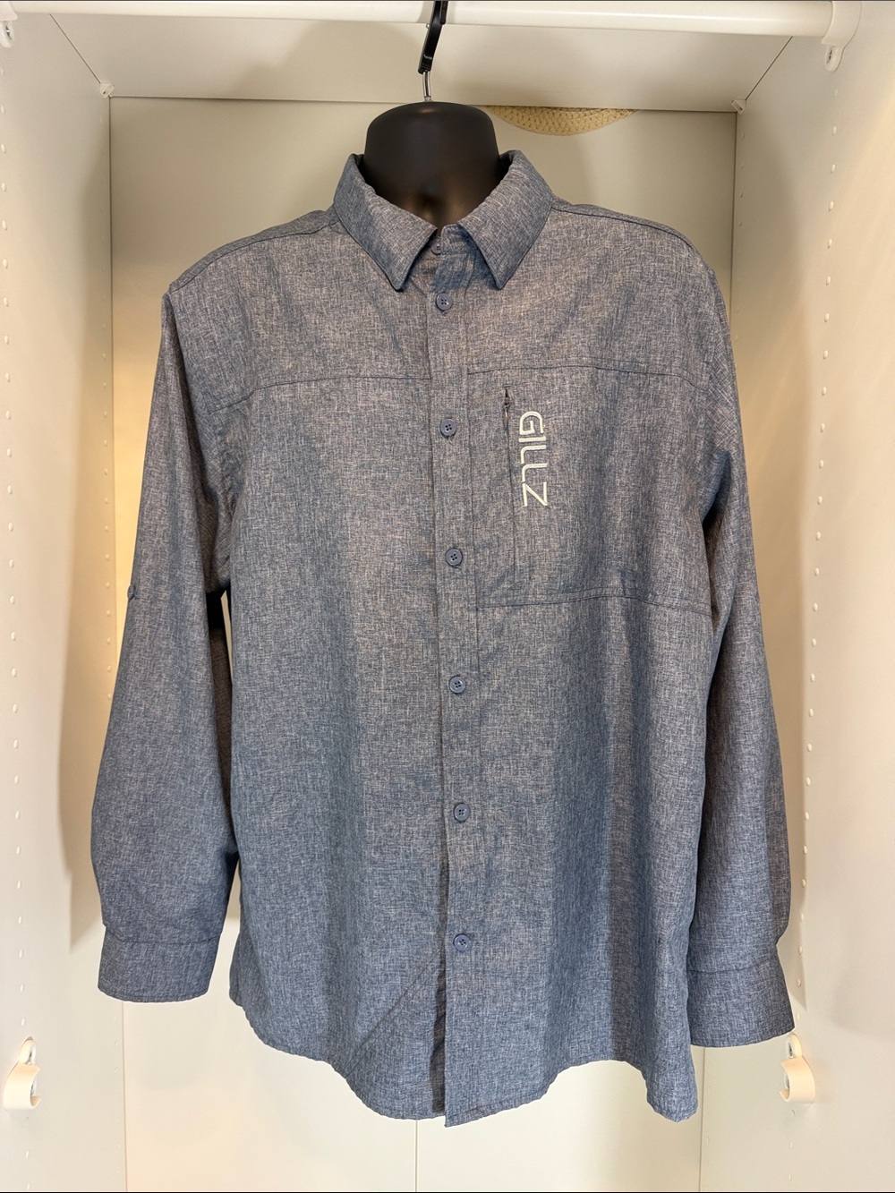 Gillz Men's Casual Button-Down Shirt in Heather Blue